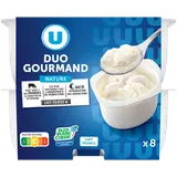Fromage blanc frais au lait pasteurisé mousse Duo Gourmand, 8x100g, 10,4%MG