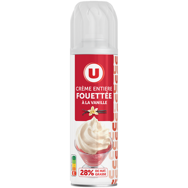 Crème UHT fouettée à la vanille sous pression 28% - 250g