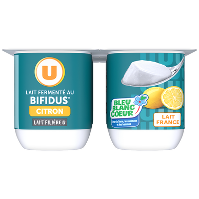Lait fermenté au bifidus sucré saveur citron  4x125g