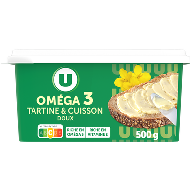 Margarine grasse à tartiner et cuisson riche en Oméga 3 - 54%MG - 500g