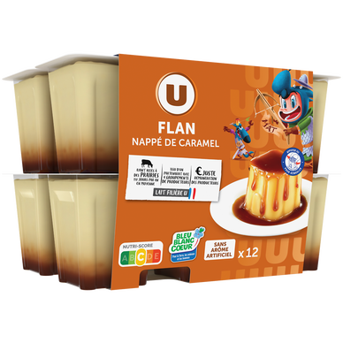 Dessert lacté flan goût vanille nappé caramel  12x100g