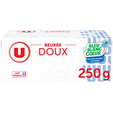 Beurre doux 82%MG Bleu Blanc Coeur, plaquette 250g