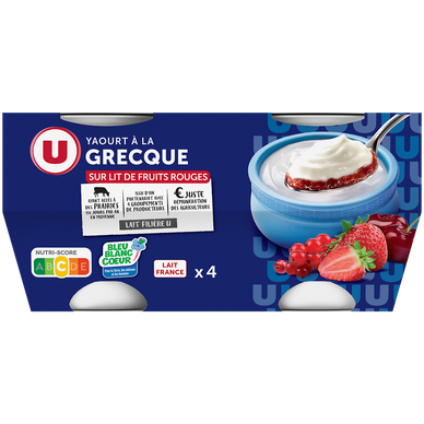 Yaourt à la grecque sur lit de fruits rouges  4x150g