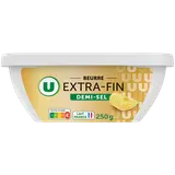 Beurre extra fin demi-sel  80% de MG, barquette de 250g