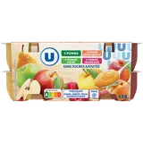 Purée de fruits 4 parfums pommes/pommes-poires/pommes pêches abricot/pommes framboises sans sucre ajouté 16x100g