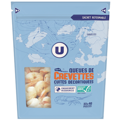 Queues de crevettes cuites décortiquées  300g