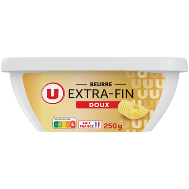 Beurre extra fin doux 82%mg, barquette 250g