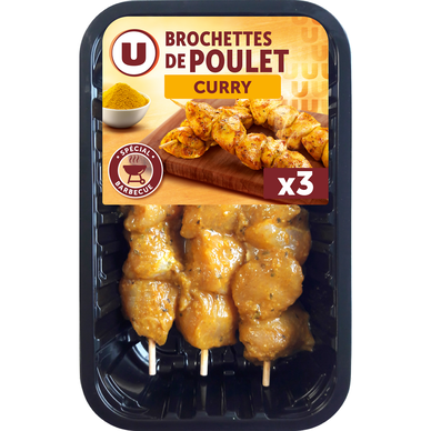 Brochette de filet de poulet au curry, 3 pièces, 450g