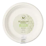 Assiette ronde pulpe de canne à sucre U 23cm x12