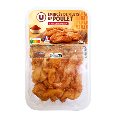Emincé filet de poulet paprika, France, barquette, 300g