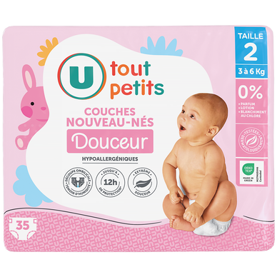 Couches T2 douceur plus nouveaux-nés - 3/6kg x35