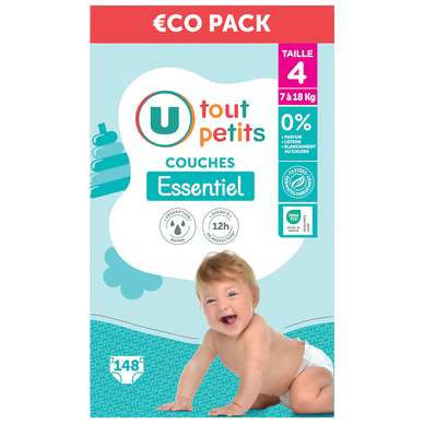 Couches Taille 4 essentiel - 7/18kg - carton x148