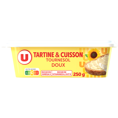 Margarine allégée au tournesol 60%MG, barquette 250g