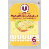 Maasdam moelleux au lait pasteurisé  30%MG - Barquette 6 tranches , 150g