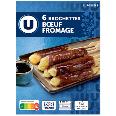 Brochettes boeuf fromage U x6 226g