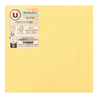 Serviette jaune x50 - 25x24cm