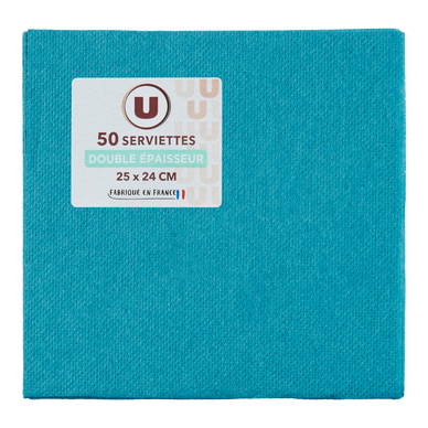 Serviette bleu canard x50 - 25x24cm