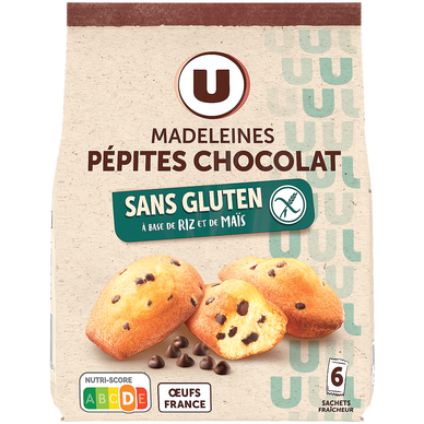 Madeleines aux oeufs pépites de chocolat sans gluten, 180g