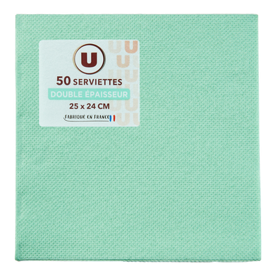 Serviette ouate tex touche sauge x50 - 25x24cm