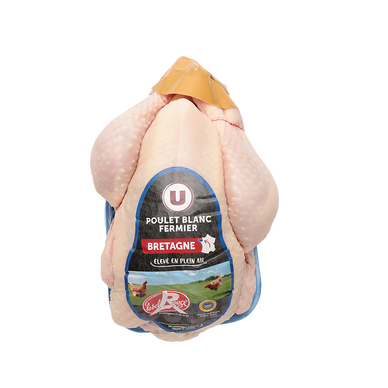 Poulet entier fermier noir, IGP de Bretagne, France