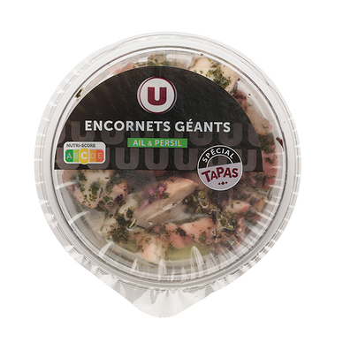 Encornets géants sauce ail et persil, transformé en France, barquette,120g