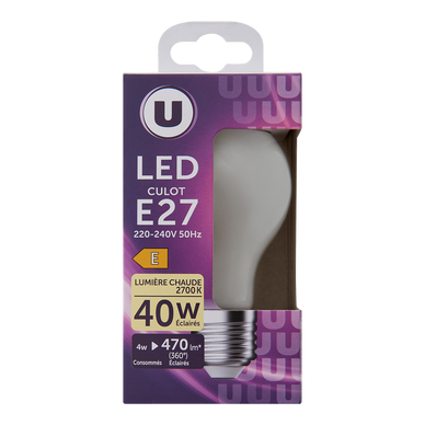 LED ronde 40W E27 opaque et chaude