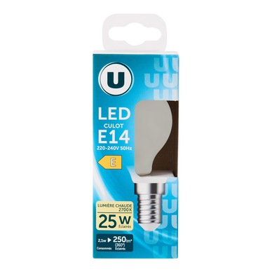 Ampoule Led Mini ronde 25w E14 - opaque lumière chaude