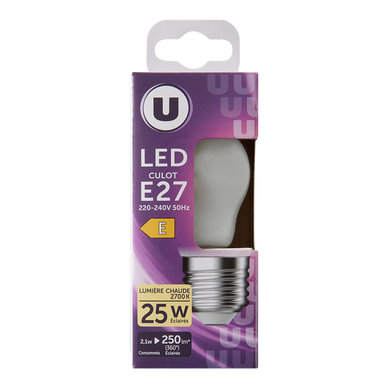Ampoule led Mini ronde 25w E27 - opaque lumière chaude