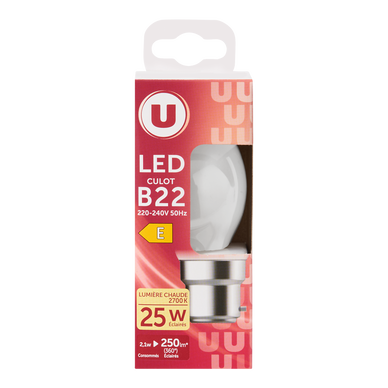 Ampoule LED mini ronde 25w B22 - opaque et chaude