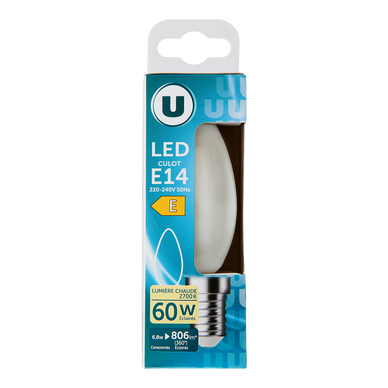 Ampoule LED flamme 60w E14 - opaque et chaude