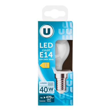 Ampoule Led Mini ronde 40w E14 - opaque lumière froide