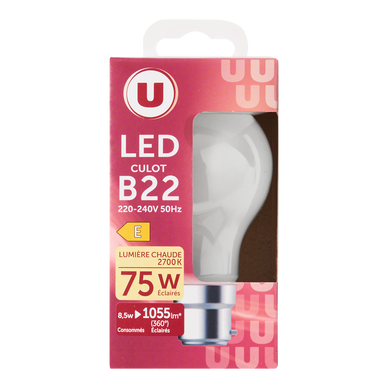 Ampoule LED ronde 75W B22 - opaque chaud
