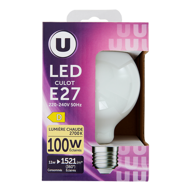 Ampoule Led globe 100w E27 opaque - Lumière chaude