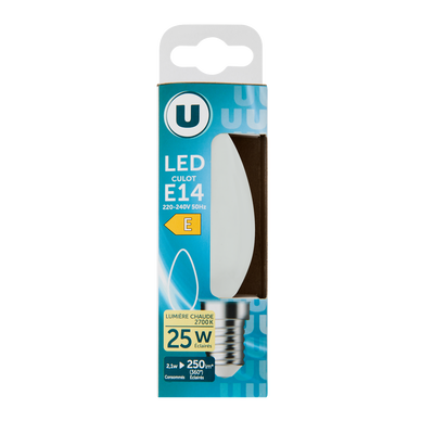 Ampoule Led flamme 25w E14 - Opaque chaude