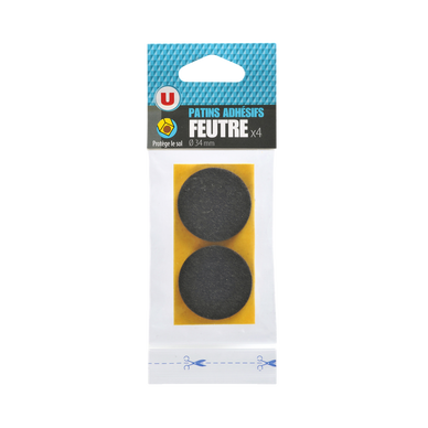 Patin rond adhésif feutre x4 - 34mm