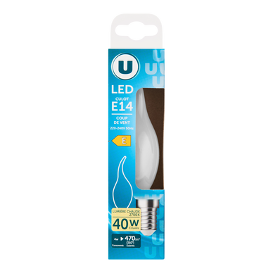 Ampoule Led flamme coup de vent 40w E14 - opaque lumière