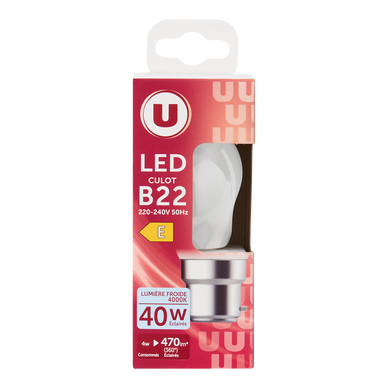 Ampoule Led Mini ronde 40w B22 - opaque lumière froide