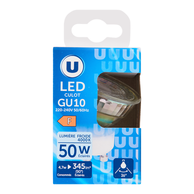 Ampoule Led spot 50w GU10 - verre lumière froide