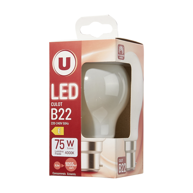 Ampoule LED ronde 75W B22 - opaque et froide