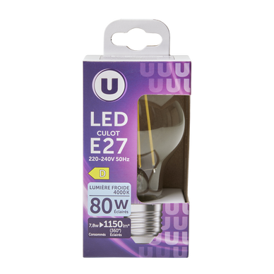 Ampoule LED ronde 75w E27 - transparente blanc foid