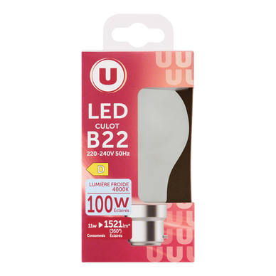 Ampoule LED ronde 100W B22 - opaque et froide