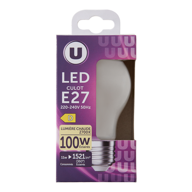 Ampoule LED ronde 100W E27 - opaque et chaud