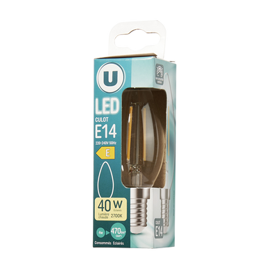 Ampoule Led flamme 40w E14 - transparente lumière chaude