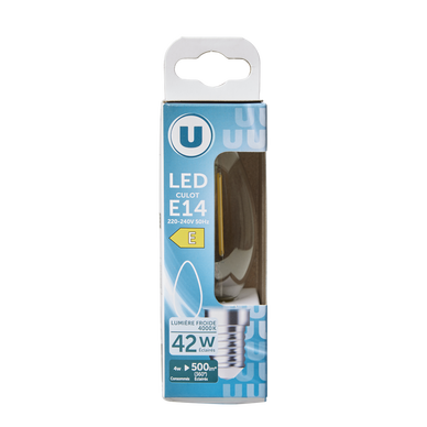 Ampoule LED flamme 40w E14 - transparent blanc froid
