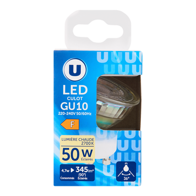 Ampoule LED spot 50W GU10 - verre chaud