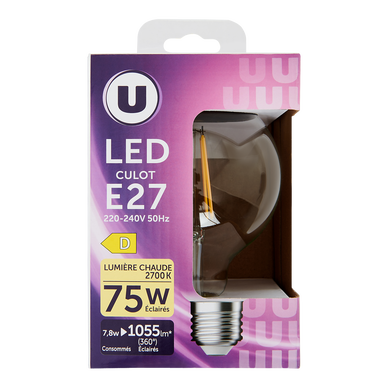 Ampoule Led globe 75w E27 - transparente lumière chaude