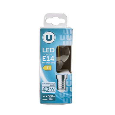 Ampoule LED mini ronde 40w E14 - transparent blanc froid