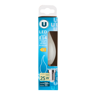 Ampoule LED flamme CDV 25W E14 - opaque chaud