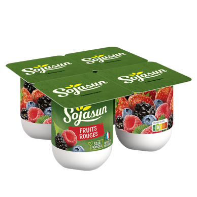 Spécialité au soja sucrée fruits rouges SOJASUN, 4x100g