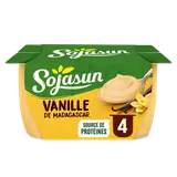 Dessert au soja saveur vanille SOJASUN, 4x100g